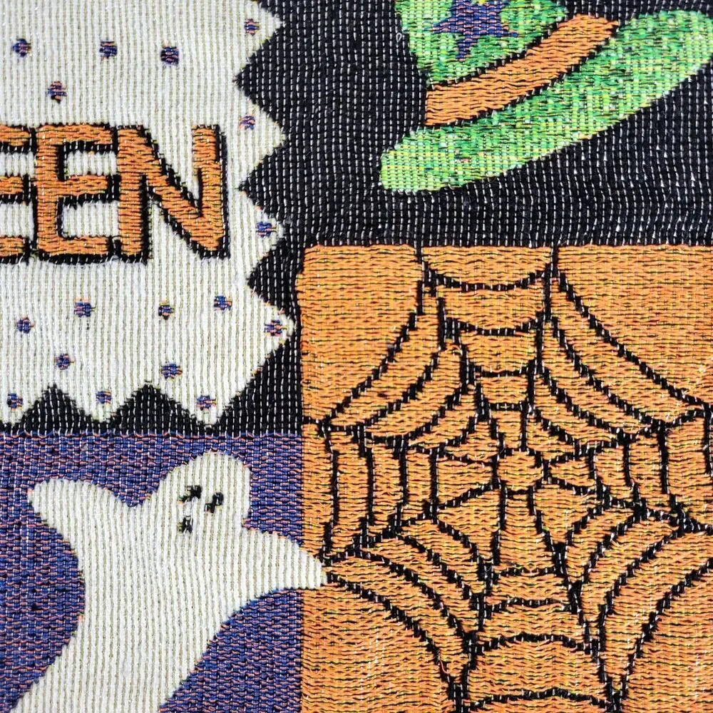 Vintage 90s Halloween Placemats Set of 2 Tapestry Woven Witchy Whimsigoth 2000s